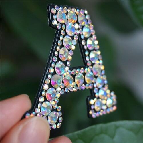 26 Letters Rhinestones Alphabet LOVE Sew Iron On 3D Patches Rainbow Shining Badges For Name DIY Dress Jeans Appliques Decoration