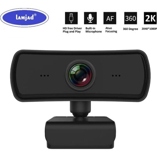 2K 2040*1080P Webcam HD Computer PC WebCamera with Microphone Rotatable Cameras for Live Broadcast Video Calling Conference Work