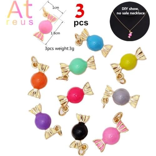 3pcs/lot 9 Color Candy Pendant For DIY Pendant Necklace Drop Earrings Bracelet Charms Making Jewelry and Findings Oil Drip Style