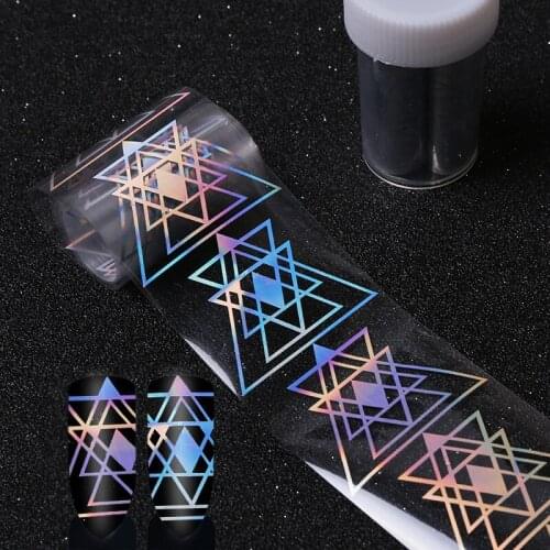 4*100cm/pc Nail Stickers Negative Space Geometry Stamp Laser Nail Foil Manicure Transfer Paper
