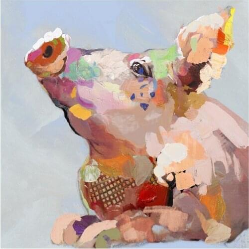 Abstract Art Handpainted Pig Oil Painting Modern Animals on Canvas For Living Room Decor Wall Art Wall Pictures Craft