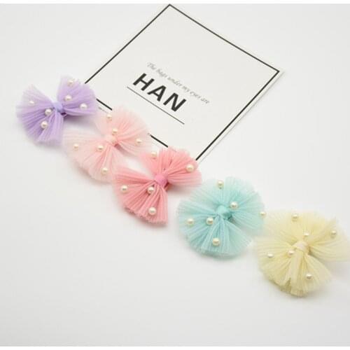 DIY Bow 10pcs Fashion Cute Pearls Mesh Bowknot DIY Decoration for Hair Clips Princess Headwear Hair Accessories