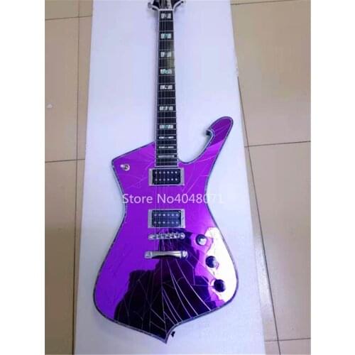 Free delivery, purple, gold, blue, ordinary white mirror cracks, 6-string electric guitar, customizable