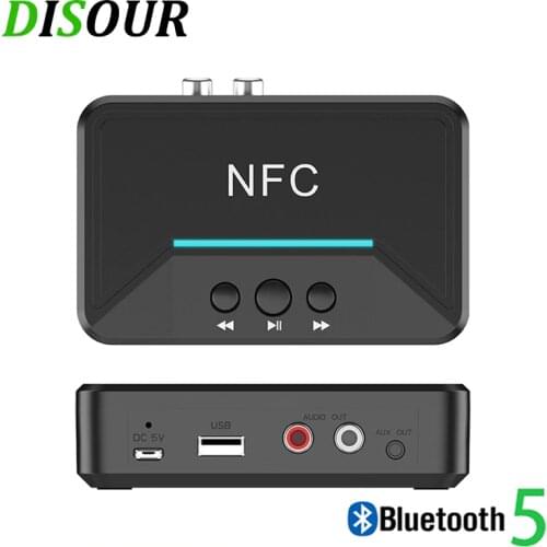 DISOUR 5.0 Bluetooth Receiver Smart NFC A2DP RCA AUX 3.5MM Jack Wireless Adapter Suppotr USB Play For CAR Home Speaker Headphone