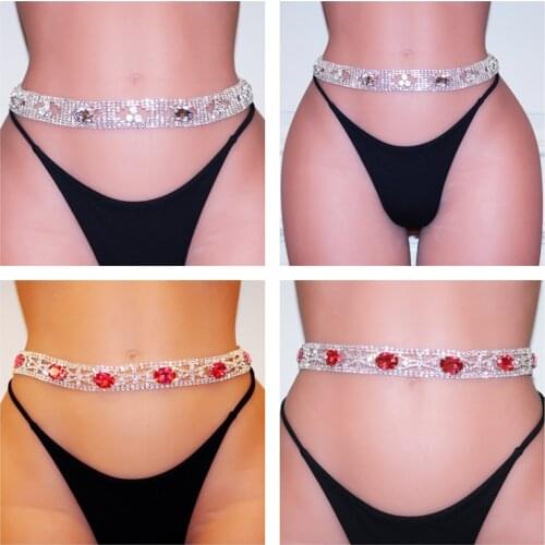 Bohemian Handmade Fashion Crystal Red Body Waist Chain Belt for Girl Sexy Rhinestone Belly Chain Body Bikini Jewelry wholesale