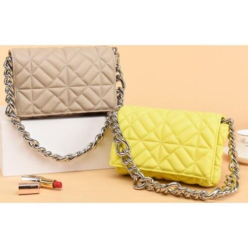 Big Metal Chains Womens Shoulder Bags 2021 Thick Chain Quilted Shoulder Purses and Handbag Women Clutch Bags Ladies Hand Bag