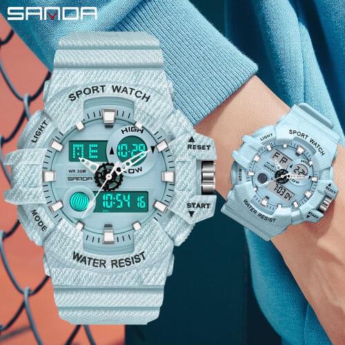 SANDA Japan Movement Quartz Digital Male Clock Waterproof Military Army Cowboy Men G style Sports Watches Relogio Masculino