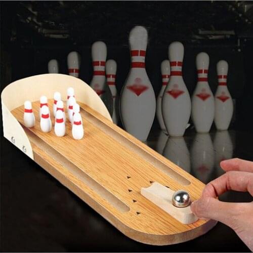 Wooden Children Creative Mini Bowling Ball Leisure Fingertips Indoor Desktop Decompression Classic Board Game Toys