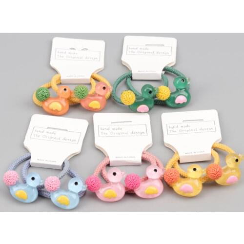 Five-color cute little duck hair tie childrens hair rubber band baby cartoon hair rope girl hair accessories headdress gift