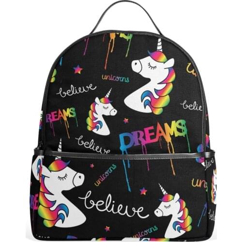 ALAZA Kids Kindergarten Horse School Bags black For Girl Polyester Schoolbag Unicorn Toddler Book Kindergarten Bag Backpack Mini
