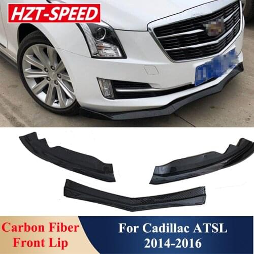 1 Set Car Front Bumper Lip Carbon Fiber or ABS Exterior Car Modification Parts Cover Trim for Cadillac ATSL 2014-2016