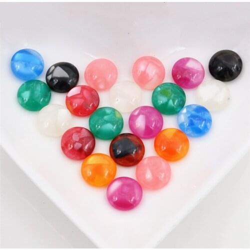 New Fashion 40pcs 10mm Mix Colors Built-in Shell Flat back Resin Cabochons Cameo-V6-33