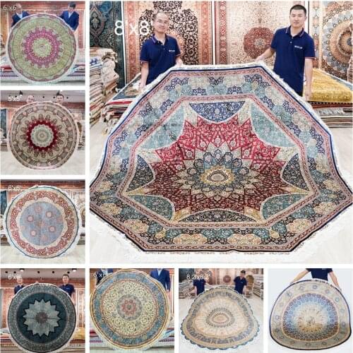 YILONG Round hand woven carpet exquisite handmade persian silk round rug