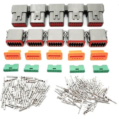 5sets Deutsch 12 Way 12 pin Waterproof Connector Kit Male/Female Kit Connector Plug Car Plug Electrical Electri Wire Connector