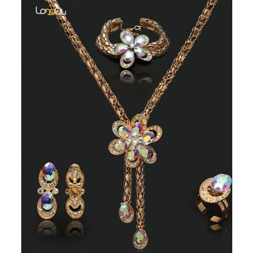 Longqu Bridal Gift Nigerian Wedding Brand Jewelry Set Wholesale Fashion African Beads Jewelry Set Dubai Gold Jewelry set Brand