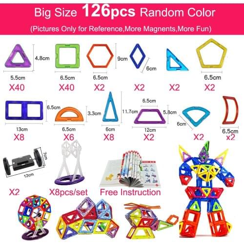 Magnetic Building Blocks 44-157PCS Big Size Magnetic Designer Construction & Building Toys Magnets Toys For Children Gifs