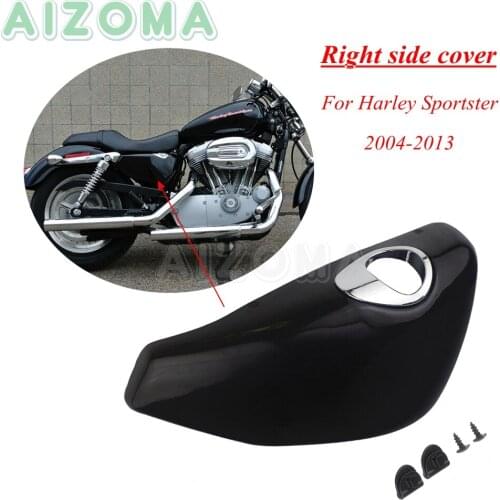1x Motorcycle Black Right Side Battery Covers Case Iron Protection w/ Card Buckle For Harley Sportster XL883 XL1200 S/L/C/R/N/T/V 2004-2013