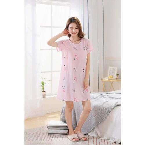 New Pregnant womans nightdress Summer Nursing Nightdress Feeding dress wear casual confinement short sleeve loose loose pajamas