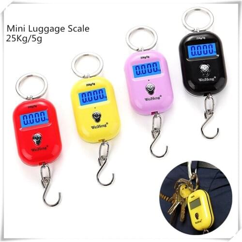 New 25kg/5g Mini Hook Scale Digital Suitcase Scales Hanging weighing Travel Weighting Steelyard Kitchen Steelyard 15% OFF
