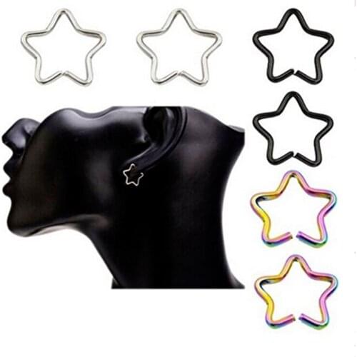 Five-pointed star hollow stainless steel earrings earrings septum fashion simple body earrings fake piercing