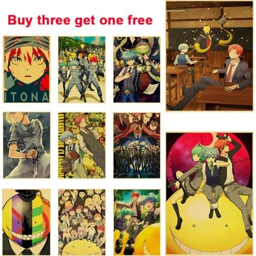 Buy 3 To 4 Japanese Anime Assassination Classroom Poster Retro Brown Paper Poster Living Room Study Bedroom Home Decoration