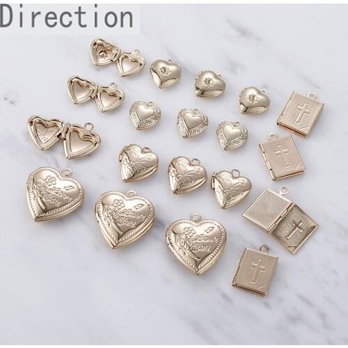 18K gold-clad retro baroque palace photo album square cross heart pendant diy accessories