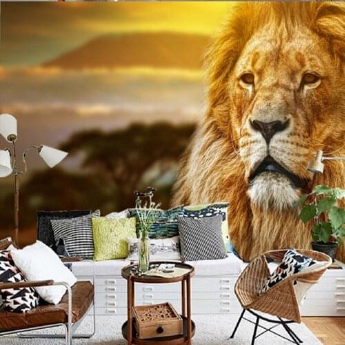 Drop Shipping Photo Wallpaper HD 3D Stereo Beautiful Grassland Lion TV Decorative Painting Custom Wallpaper Lobby Mural