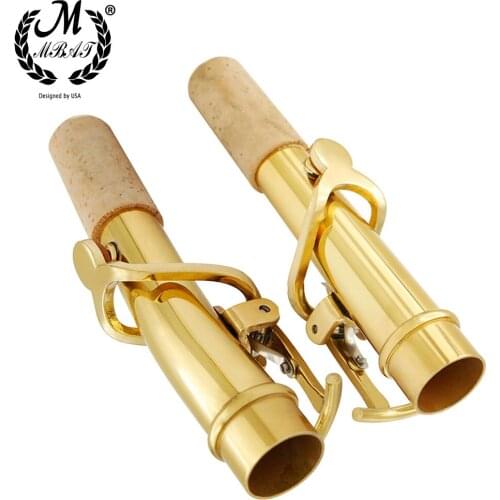 M MBAT 2 Pcs/Set High-Quality Soprano Straight Saxophone Neck Gold lacquer Brass Material 16.7mm Woodwind Instrument Accessory