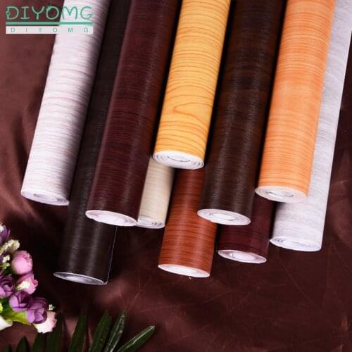 PVC Waterproof Wood Grain Wallpaper 3D Self Adhesive Contact Stickers for Furniture Cabinets Kitchen Wardrobe Door Decor 10M