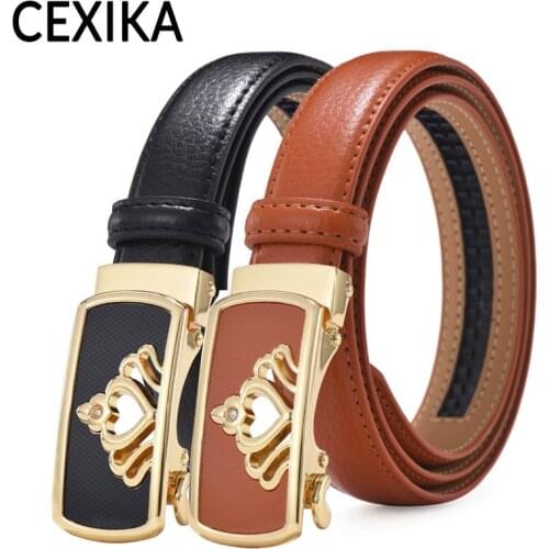 Women Belt Luxury Famous Crown Designer Brand High Quality Genuine Leather Strap Automatic Buckle Belts for Dress White Black