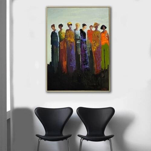 Hand Painted Impression Independent Female Women Oil Painting Modern Home Decoration Living Room Entrance Gallery Decoration