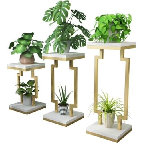 Nordic Wrought Iron Flower Stand Multi-layer Green Plant Pot Rack Living Room Indoor Hanging Orchid Several Balcony Floor Green