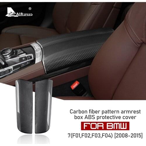ABS Carbon Fiber Texture for BMW 7 Series F01 F02 F03 F04 Accessories Interior Car Armrest Storage Box Protective Cover Sticker