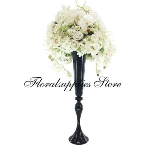 Black Metal Wedding centrepiece vase, Tall centerpiece, wedding metal vase, flower stands, wedding floral , tall trumpet vase
