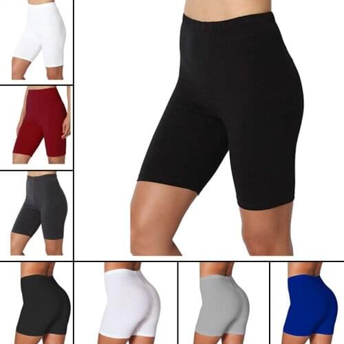 Women Thin Fitness Short Pants Casual Ladies Slim Pants High-Waist Summer Bottom Knee-Length Black Shorts Bodycon Streetwear