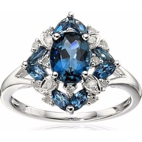 Rings for Women 925 Sterling Silver Color Imitation Diamond Sapphire Crystal Gem Ruby Jewelry Amethyst bague etoile bizuterias