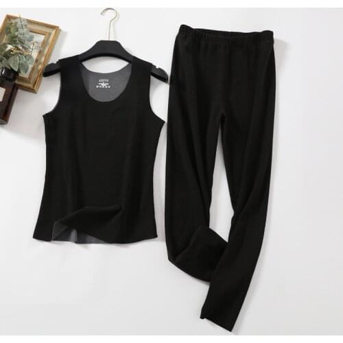 Winter Pijama Women Plush Thicken Sleepwear Suit Sleeveless Sexy Vest Top + Pant Two Piece Set Spring Autumn Bottoming Pajamas