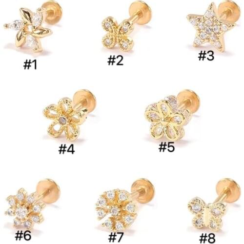 1pc Labret Lip Ring Ear Studs Cartilage Earring for Women Stainless Steel Zircon Small Stud Earring Ear Piercing Jewelry Gifts