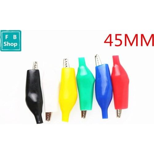 12Pcs Insulation Metal Alligator Clip Electric Test 45MM Lead colorful Red Black Blue Green White Yellow