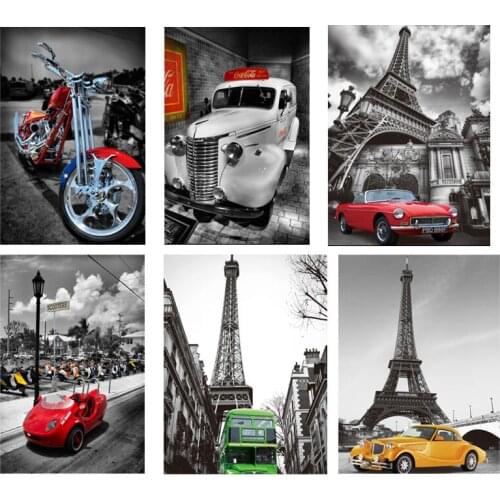 5D DIY Diamond Painting London Paris Car Bus Scenic Diamond Embroidery Mosaic Art Room Wall Decor Drills Handmade Painting