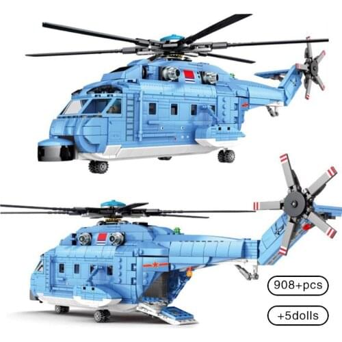908PCS Helicopters Fighter Building Blocks Military City Z-18 Utility Airplane Army Pilot Figure Plane Bricks Children Toy