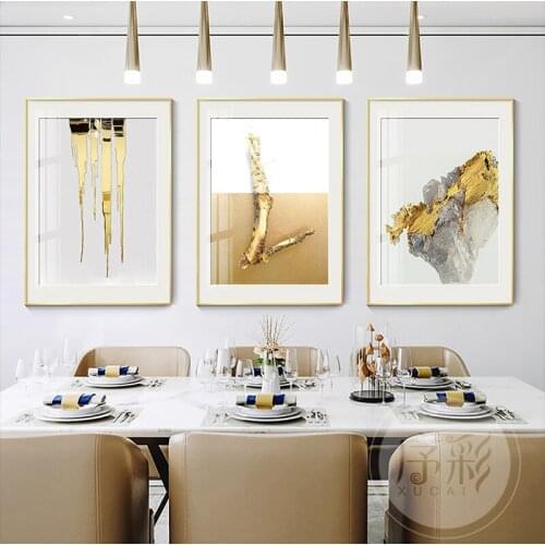 Abstract Paintings In Gold Foil Blocks, Gold Feather Print Posters, Modern, Murals, Living Room Images, Sailor Decorations, Post