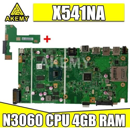 Akemy For ASUS VivoBook Max X541NA-PD1003Y laptop motherboard X541NA mainboard X541N motherboard test 100% OK N3060 CPU 4GB RAM