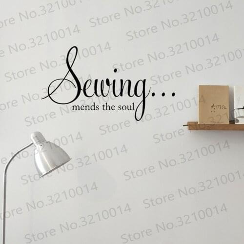 Baescement Sewing Mends The Soul Vinyl Wall Decal Sewing Room Decor Vinyl Lettering Words Seamstress Craft Room PW874