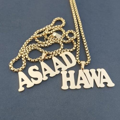 Beads Chain Block Name Pendant Necklace Men Custom Hip Hop Jewelry Personalized Nameplate Long Necklaces Punk Rose Gold Collar