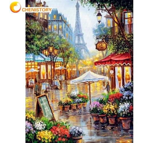 CHENISTORY Frame Paris DIY Painting By Numbers Street Wall Art Picture By Numbers Acrylic Canvas By Numbers For Home Decors