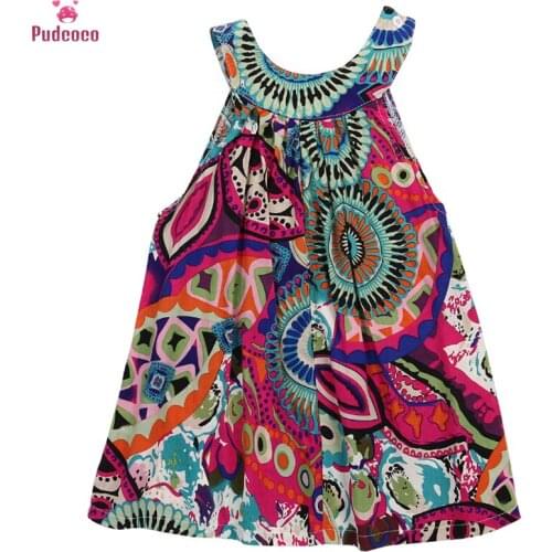 Pudcoco Toddler Kid Baby Girls Summer Dress Flower Sleeveless Princess Dress Party Pageant Kids Girl Casual Dresses