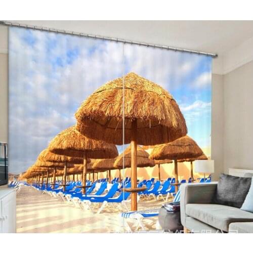 Hawaii curtains Luxury Blackout 3D Window Curtains For Living Room Bedroom Customized size Drapes Cortina Rideaux Cushion cover