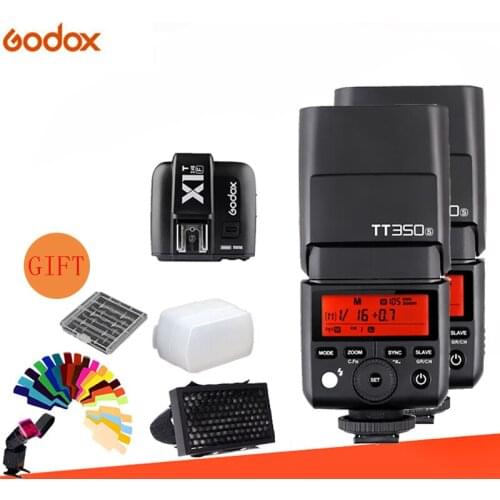 GODOX 2 x Mini TT350 TTL HSS Max 1/8000s 2.4G Wireless X System Flash with X1T-Transmitter and Gift Kit for Canon Fujifilm Snoy