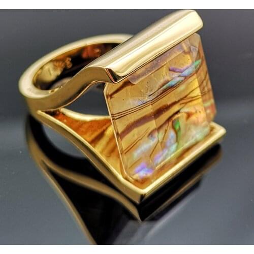 2021 New Fashion Natural Rings Abalone Shell Simple Plating 18 K Gold color Luxury Teens Rings Movie Stars With The Same Style